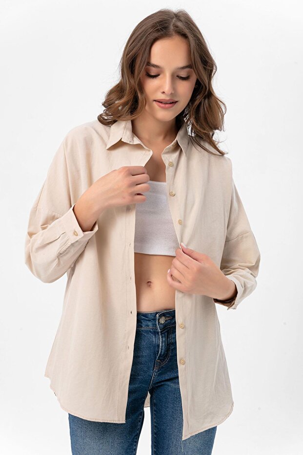 Kadın Oversize Poplik Gömlek 250239 - - 2