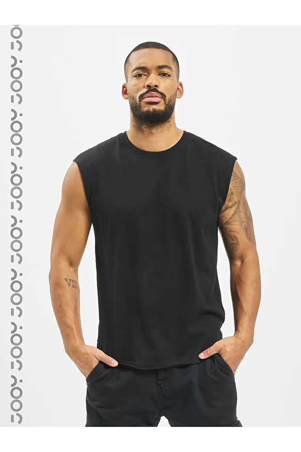 Black Men's Cotton Training Sports Athlete Oversize Sleeveless T-Shirt