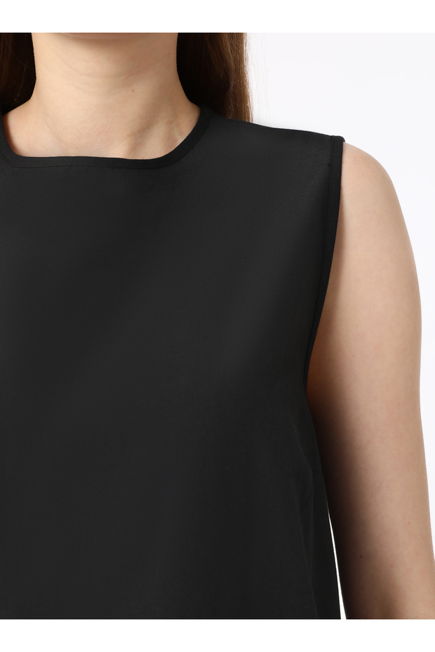Poplin Kolsuz Basic İçlik Tunik - Siyah - - 6