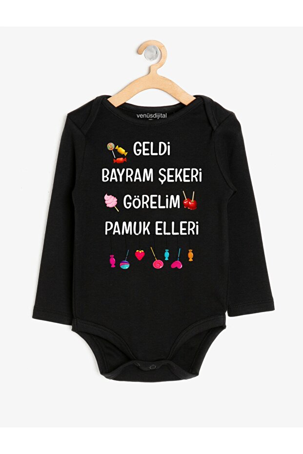 Let's Celebrate the Eid with Money, Candy, and Cotton Hands Written on the Eid-Themed Baby Bodysuit