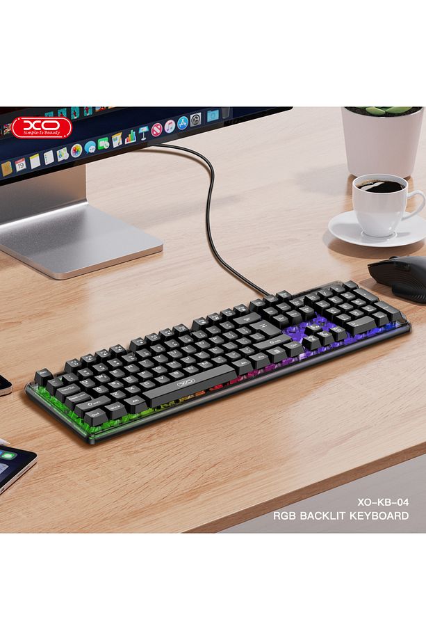RGB Aydınlatmalı Kablolu Gaming Klavye,Sessiz Mekanik Hisli Tuşlar,ABS Gövde,104 Tuş,Siyah,EN-Q - 3