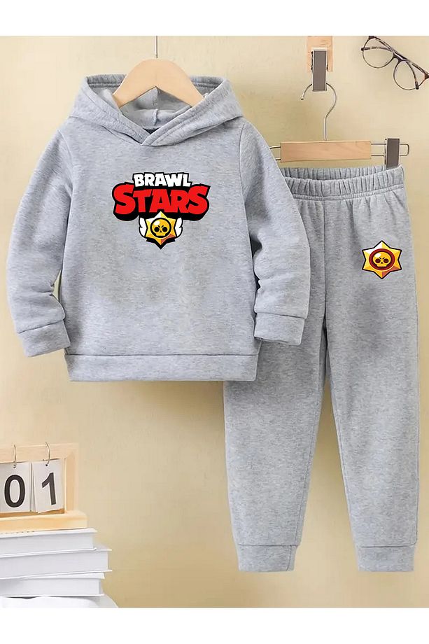 Kışlık Şardonlu Kız Erkek Çocuk Eşofman Takımı 5 6 7 8 9 10 11 12 yaş Unisex Brawl Stars - 1