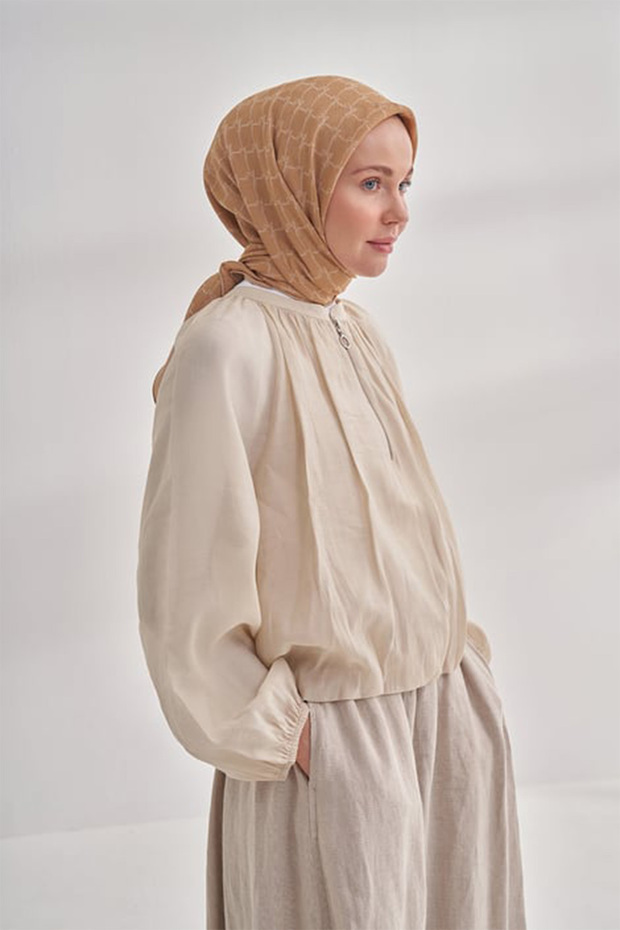 وشاح بنمط سلسلة من القطن - ذهبي - 1