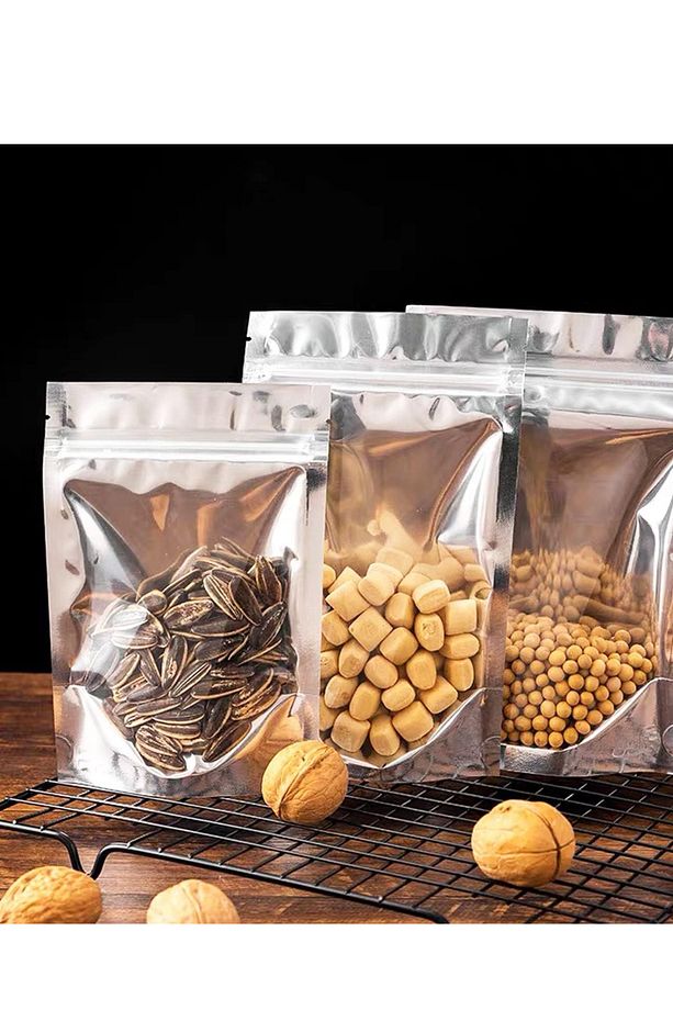 20 Adet 13x22 Gıda Uyumlu Kilitli Şeffaf Metalize Doypack Poşet Çok Amaçlı Saklama Poşeti - 6