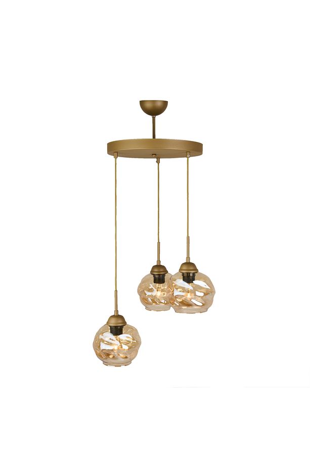 Lighting Arrakis 3'lü Yuvarlak Modern Sarkıt Avize - Eskitme / Bal - 1