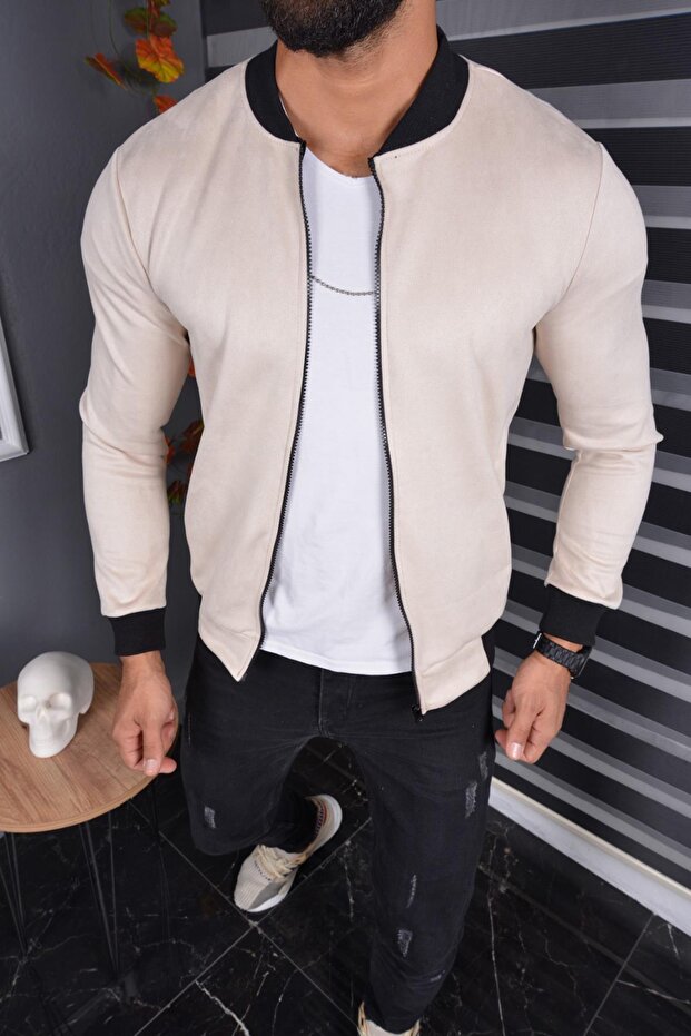 سترة Eddy Extra Slim Fit الموسمية للرجال من جلد الغزال
