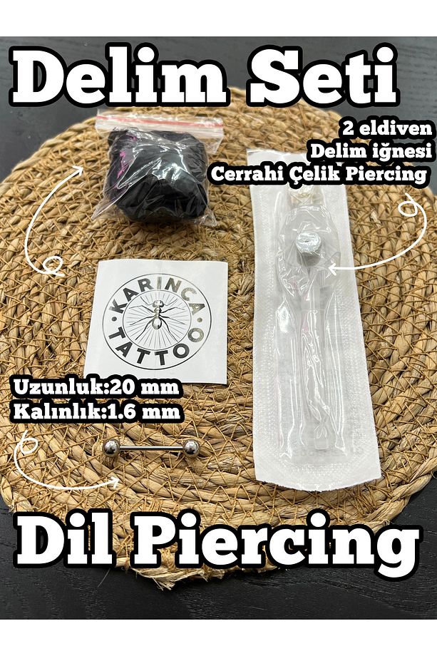 Dil Piercing Delim Seti Iğne Ekipman Piercing Yanak Cheek Genital Nipple Set Piercing Malzemeleri - 4