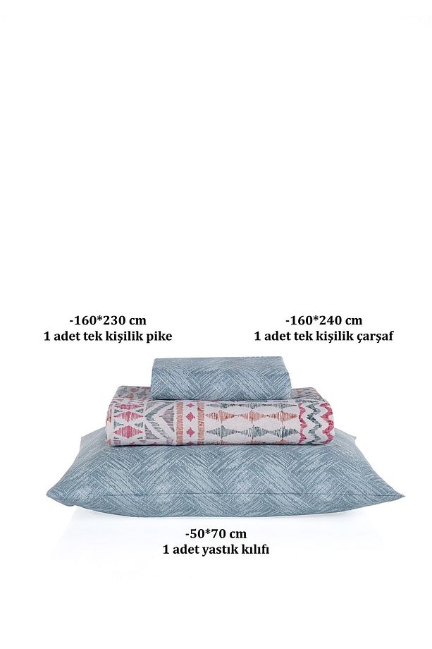 Soren Tek  Kişilik Pike Takımı 160x230 cm Homas   Açık Mint - 4