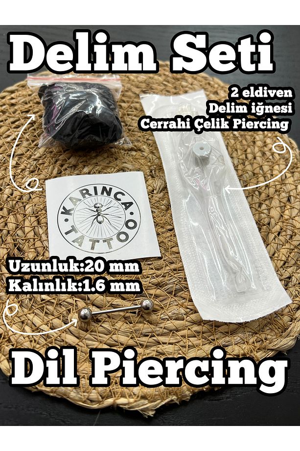 Dil Piercing Delim Seti Iğne Ekipman Piercing Yanak Cheek Genital Nipple Set Piercing Malzemeleri - 3