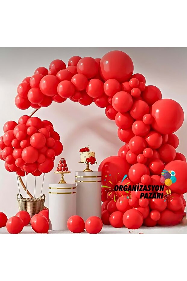 Balloon Set, Pastel Red, 100-Piece Balloon Chain Set