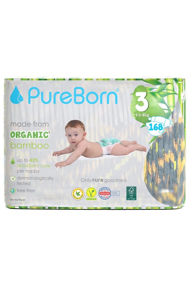 Organic Diapers Size 3 For 5.5-8 Kg Master Value Pack 168pcs with Assorted Print