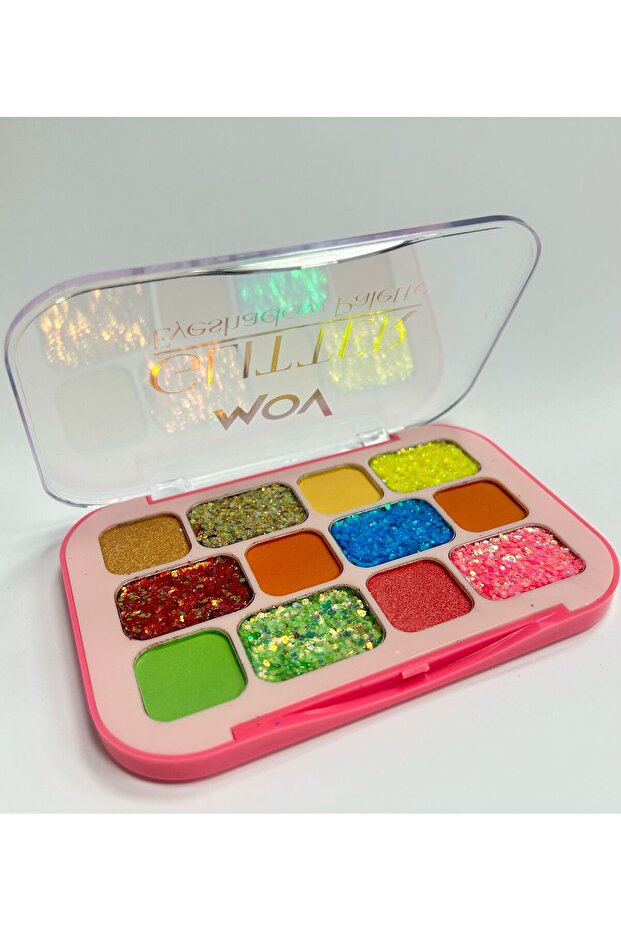 12’li Glitter Göz Farı Paleti – No:01, Yüksek Pigmentli & Uzun Süre Kalıcı Işıltılı Tonlar - 4