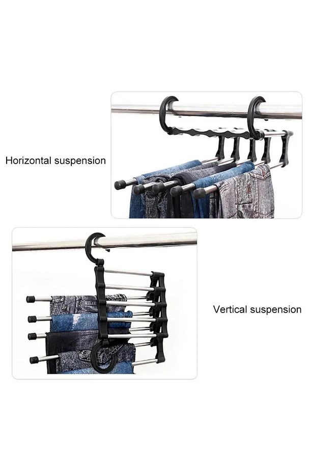 Hareketli Katlanabilir Askı Dolap Içi Kumaş Kot PANTALON  ASKISI 5 In 1 Eşarp Askılığı Çoklu Askılı - 3