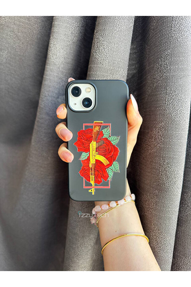 حافظة هاتف من السيليكون متوافقة مع هاتف آيفون 15 بلس مع حافظة هاتف من السيليكون مطبوع عليها نقش مخملي مميز - 1