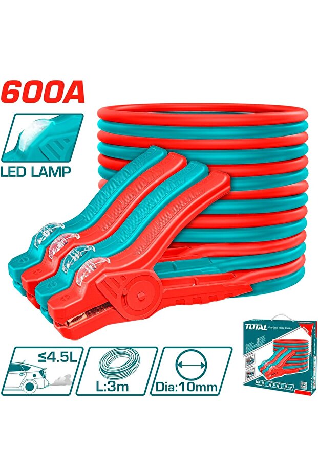 كابل بطارية 600 أمبير مع إنذار LED