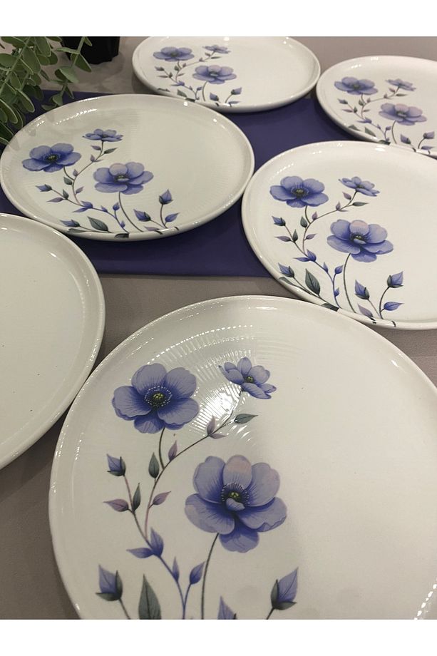 Mor Menekşe Model 20 cm 6 Adet servis pasta tabağı - 2