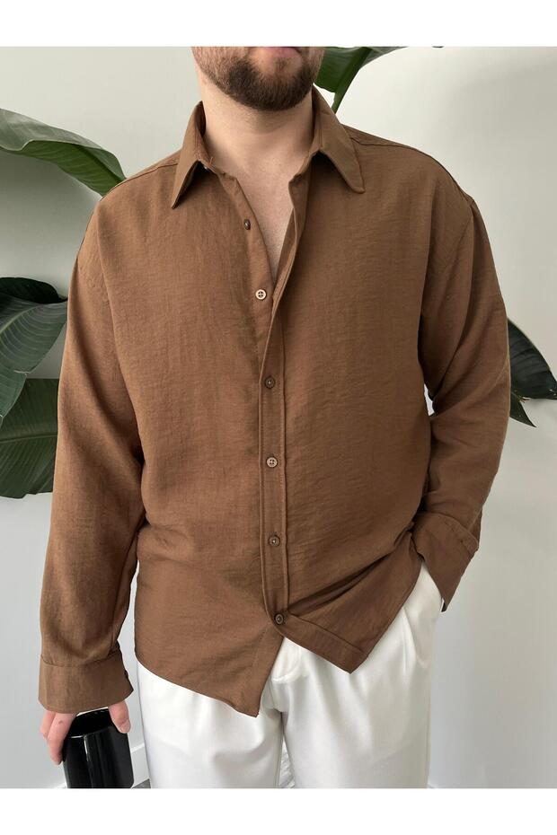 Keten Oversize Gömlek - 5