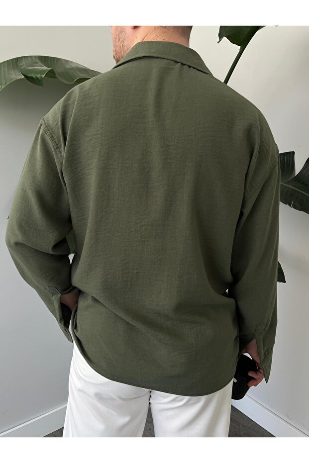 Keten Oversize Gömlek - 1