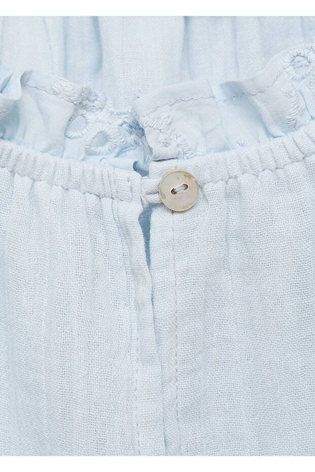 Fırfırlı ve işlemeli elbise - 5