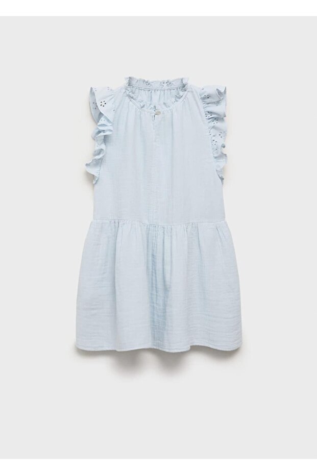 Fırfırlı ve işlemeli elbise - 3