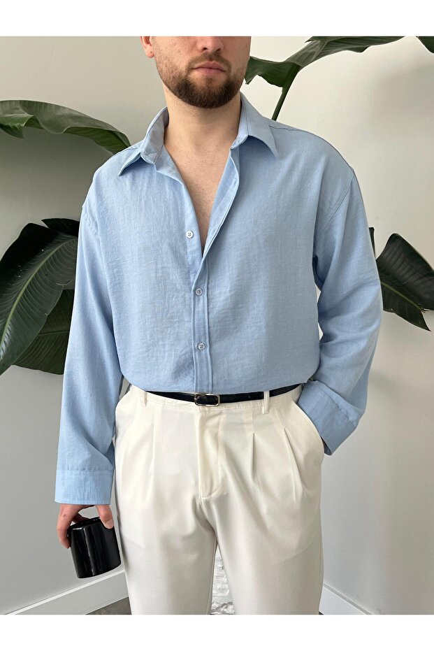 Keten Oversize Gömlek - 4