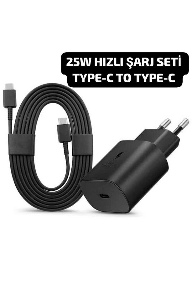Samsung Galaxy S21/S22/S23 ultra S24 Ultra Plus Uyumlu Hızlı Şarj Aleti Type-C 25W Usb-C Set - 1