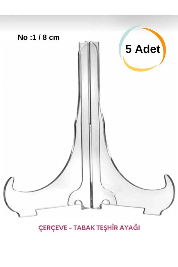 Çerçeve Ve Tabak Teşhir Ayağı Stand Set Şeffaf Pleksi 8 cm - 1