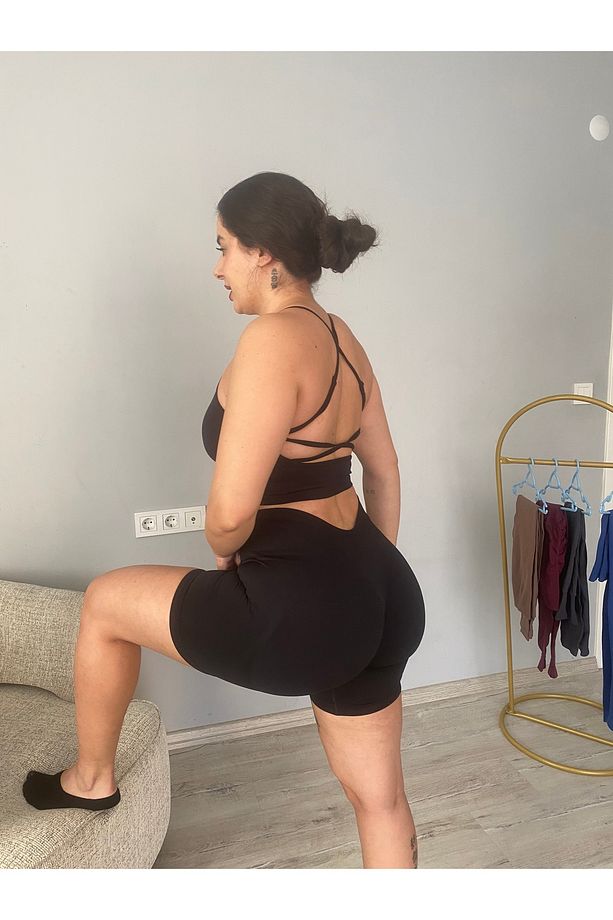 Wins serisi kalçası büzgülü push up etkili seamless spor şort (tek şort) - 1