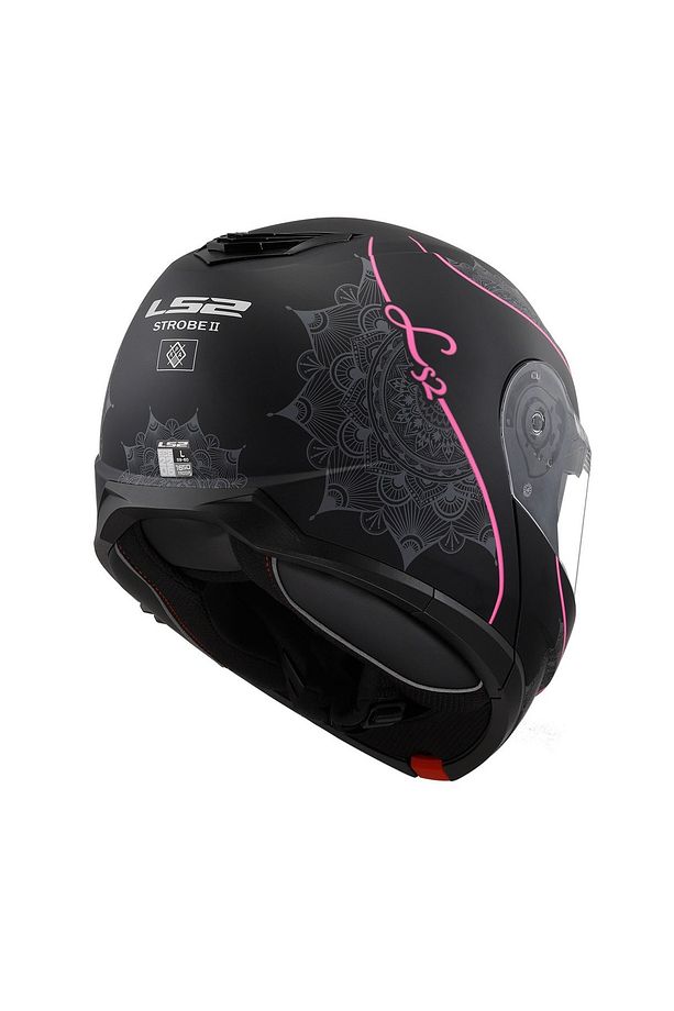 Strobe 2 Çene Açılır Kask Lux Mat Siyah-pembe - 7