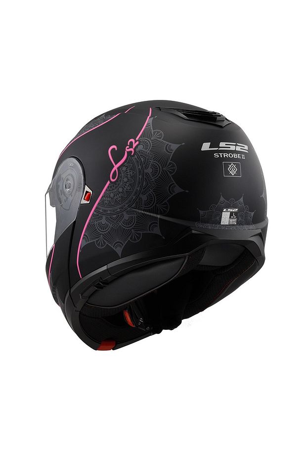 Strobe 2 Çene Açılır Kask Lux Mat Siyah-pembe - 6