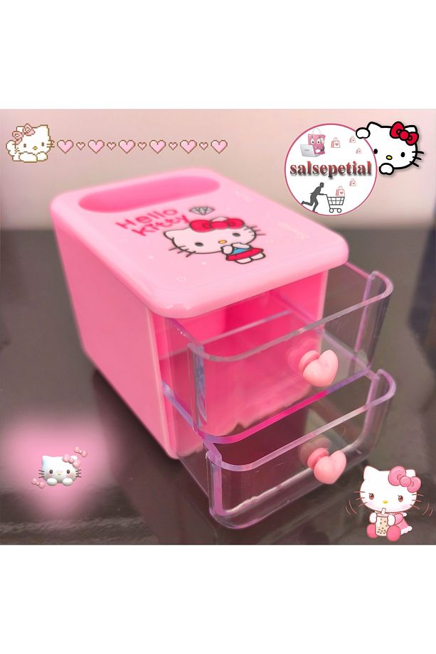 Hello Kitty Kalem Kutusu Masaüstü Kalemlik Hello Kitty Çekmeceli Kalem Kutusu Masa Üstü Organizer - 7