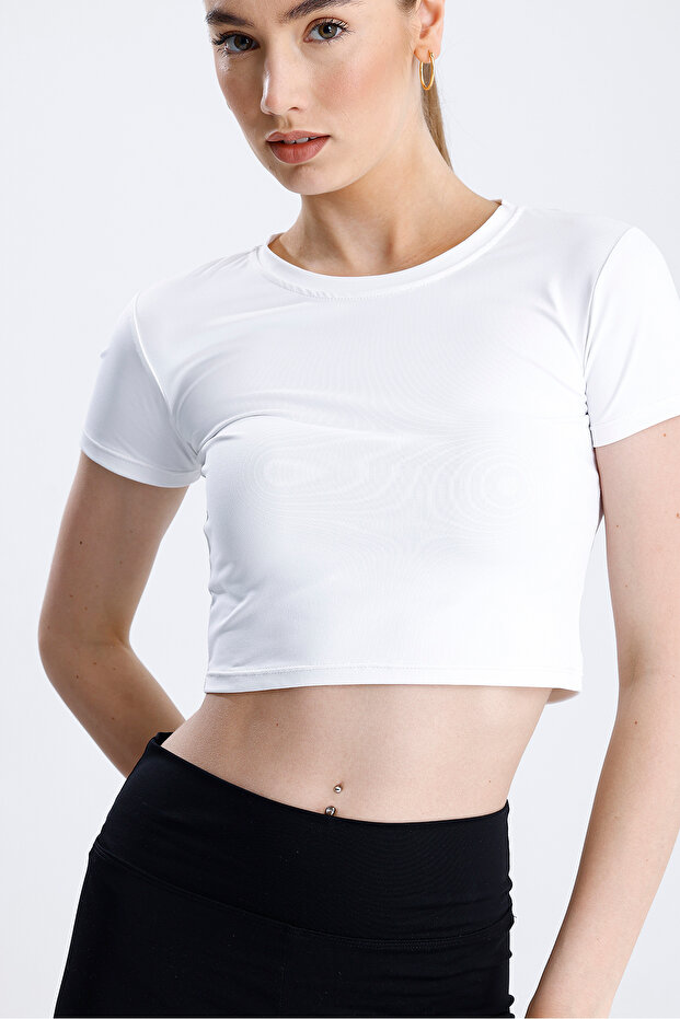 Lıcralı Crop Tshirt - 1