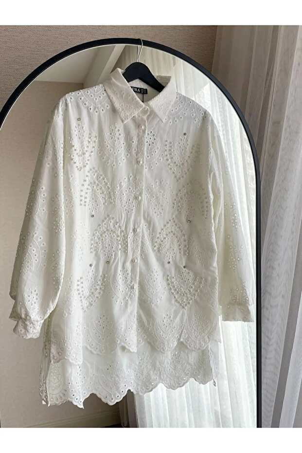 Pearl Embroidery Women's Shirt Tunic Standard