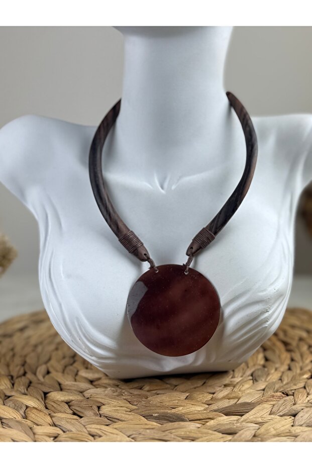 Sedef taşlı bambu kolye - 2