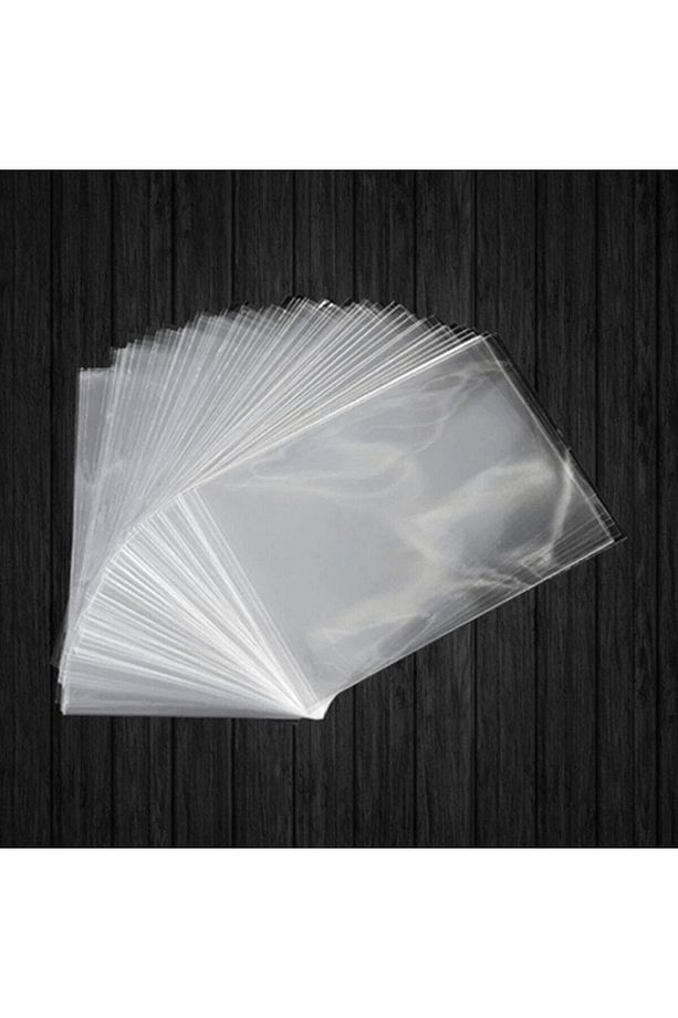 100 Adet Şeffaf Kurabiye Şeker Poşeti 10x20cm Bantsız Şeffaf Jelatin Poşet - 9