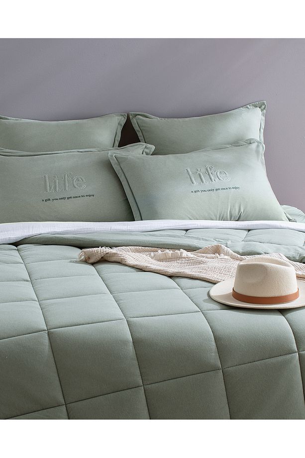 Bobigny King Size SuperSoft Comforter Set - Mint Yeşili - 2