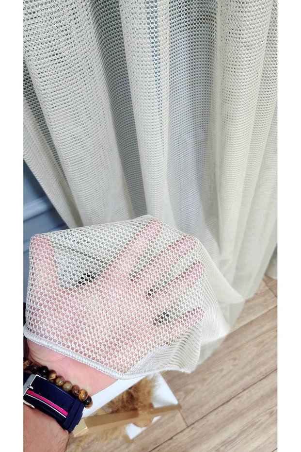 Mink Beige Colored Mesh New Design 3 Layer Pleated Mesh Tulle Curtain