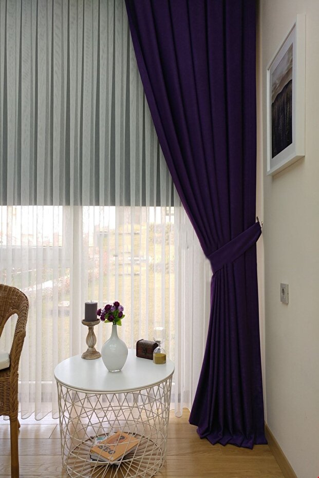 Background Fabric Curtain Purple Color Velvety Soft Soft Wing Side Curtain 1e 3 Draped Simple Stylish Design
