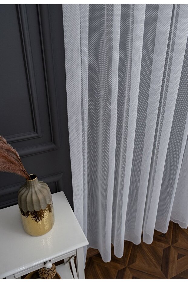 Farbateks Planting Not Want Spotted Iron Model Design 2 Layer Pleated Tulle Curtain