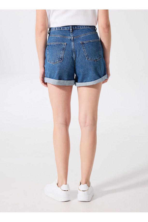 İndigo Kadın Basic Yıkamalı Denim Şort F5SL-SHT0350 - 5