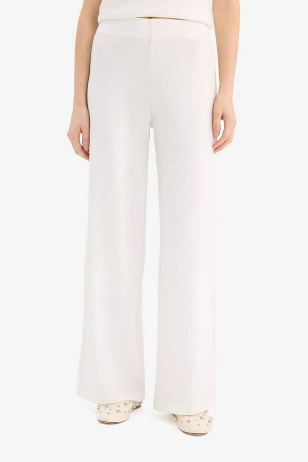 Wide Leg Geniş Paça Basic Düz Pike Pantolon Tyca74853b08db934fafd7202 - 5