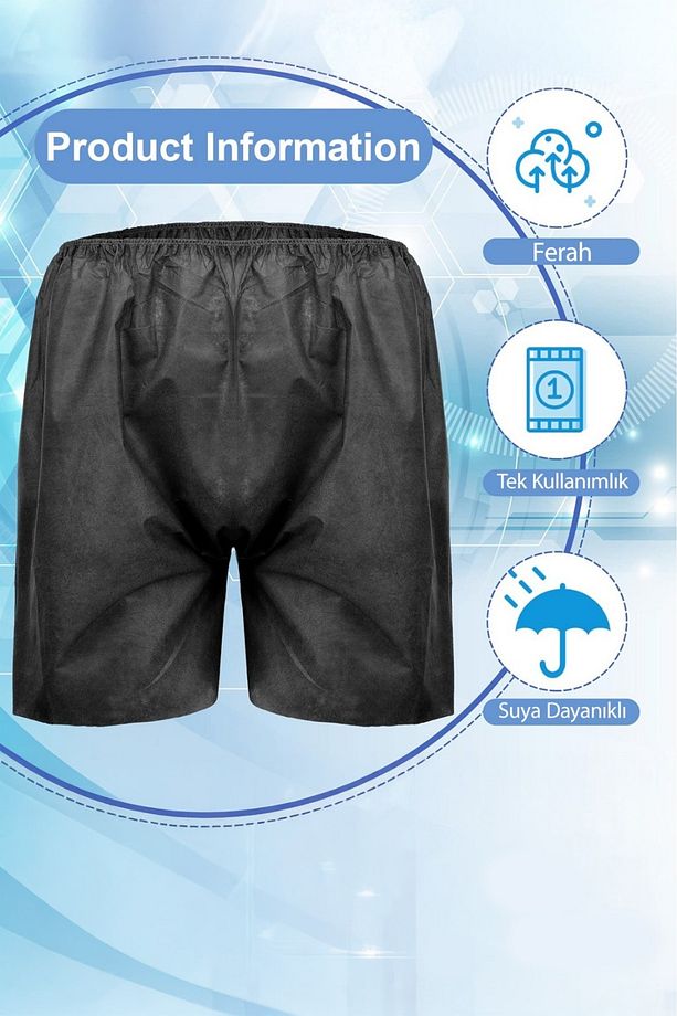 Tek Kullanımlık Boxer Kullan At Şort Siyah Renkli 10 Adet Oversize Unisex - 3