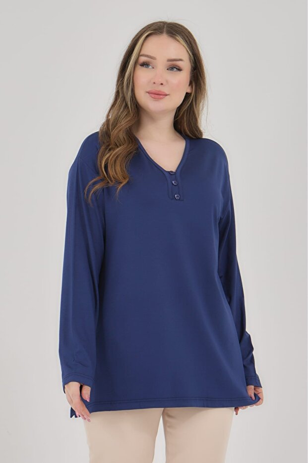 Women's V-Neck Lycra Daily Seasonal Mother Combed Cotton Blouse