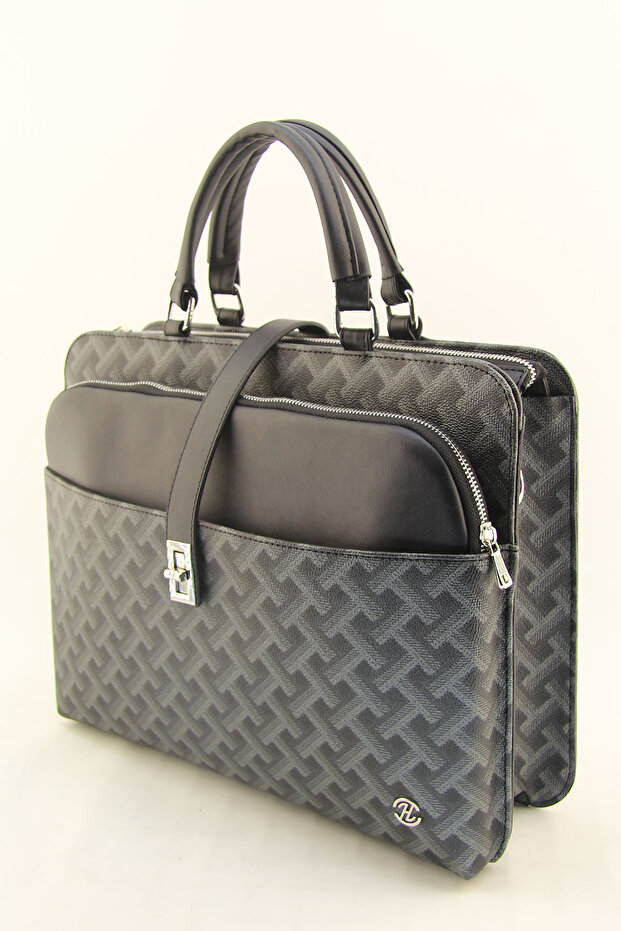 Unisex Plaid Black 15 & 15.6 Inch Laptop Briefcase Lawyer Bag
