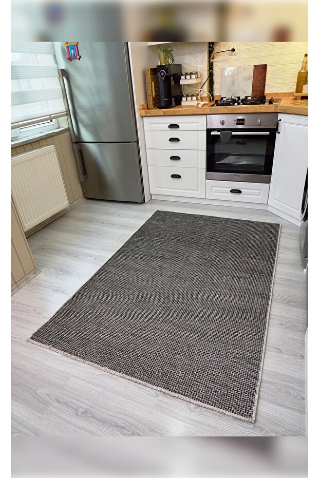 Halı Pandor 2415 Antrasit Yıkanabilir Yumuşak Dokulu Modern İnce Dokuma Şık Makine Halısı - 5