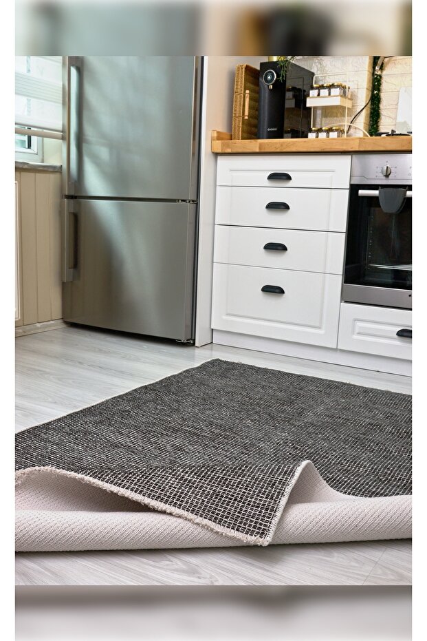 Halı Pandor 2415 Antrasit Yıkanabilir Yumuşak Dokulu Modern İnce Dokuma Şık Makine Halısı - 7