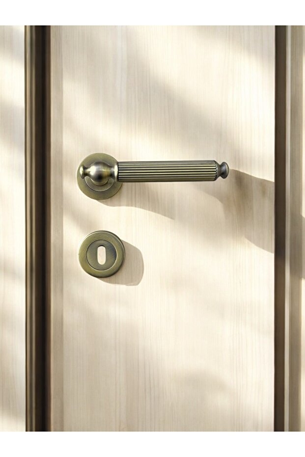 Kapı Kolu Antik Sarı Kapı Kolu Rustik Kapı Kolu Takımı Antik Kapı Kulpu ODA Rozetli - 4