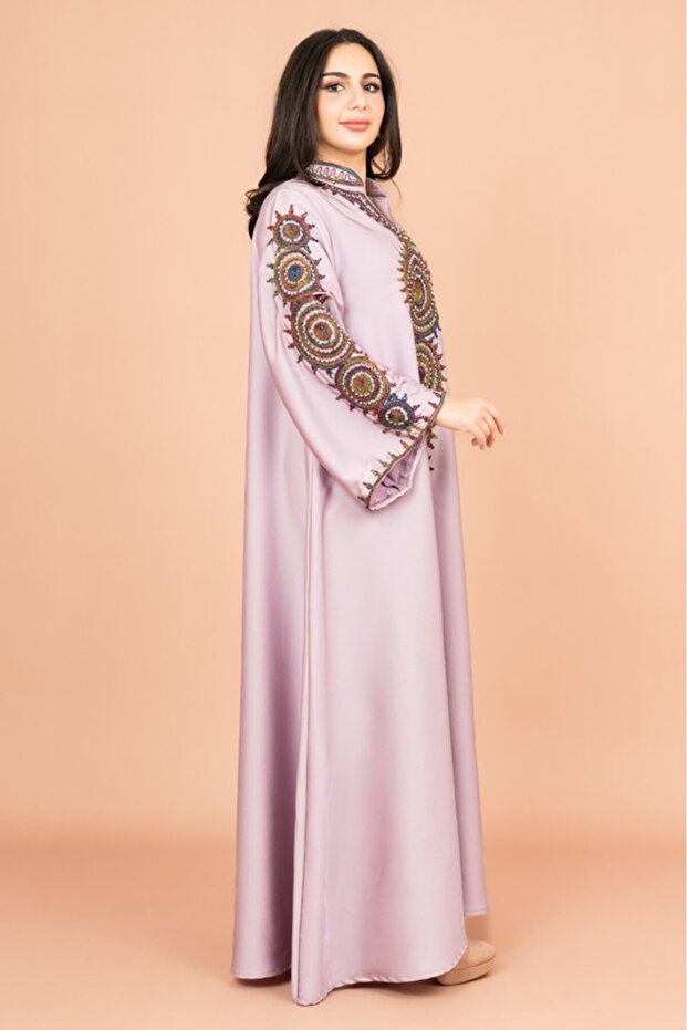 Solid Embroidered Jalabiya - 3