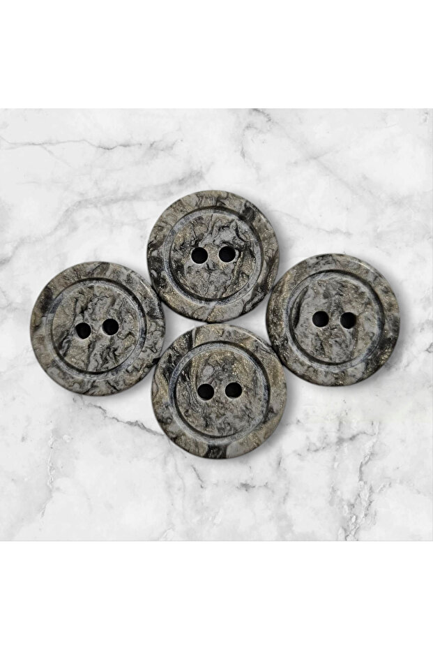 Gray Clothes Marble Pattern Button, 2.3 Cm, 6 Pcs - 1