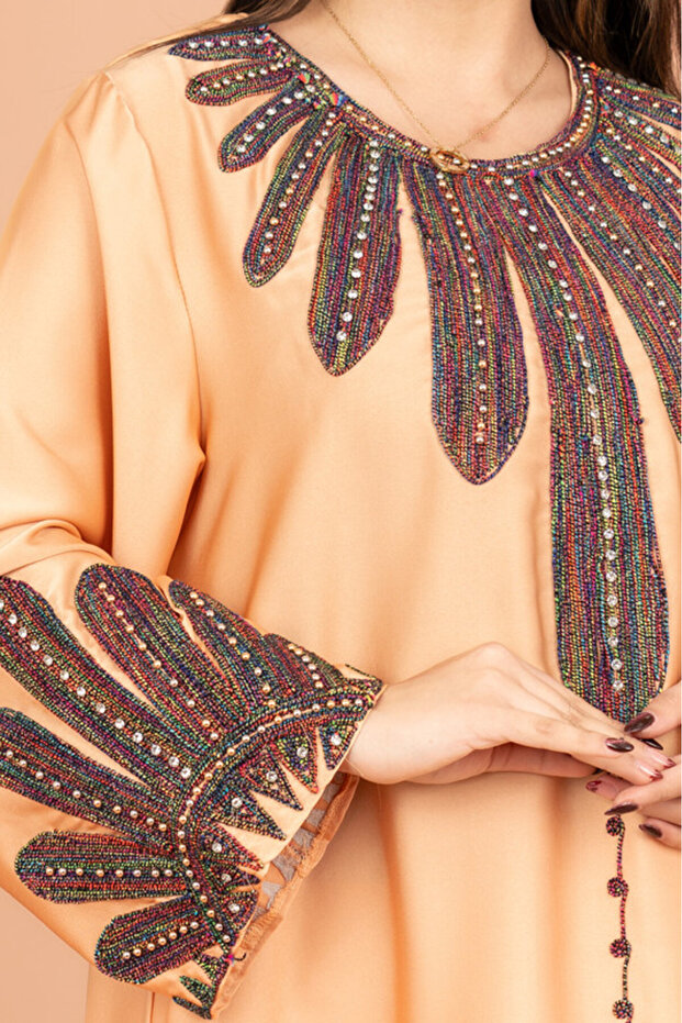 Solid Embroidered Jalabiya - 2